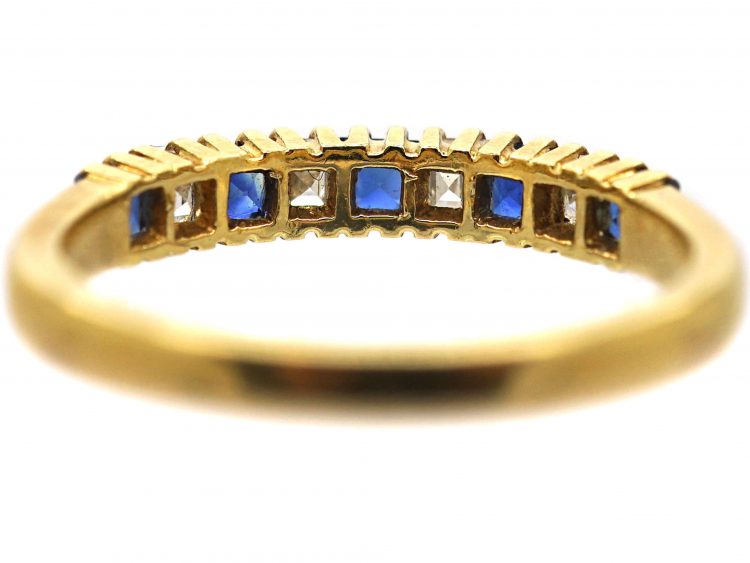 18ct Gold, Nine Stone Sapphire & Diamond Ring