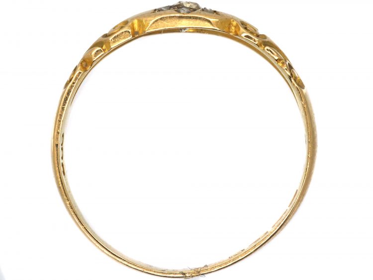 Victorian 18ct Gold Ring With Diamond Set Star Motif