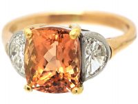 18ct Yellow & White Gold, Imperial Topaz & Diamond Ring