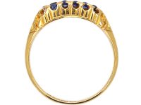 Victorian 18ct Gold Ring Set With Five Sapphires & Five Diamonds