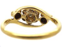 Edwardian 18ct Gold & Platinum, Cluster Diamond Ring with Diamond Set Trefoil Detail