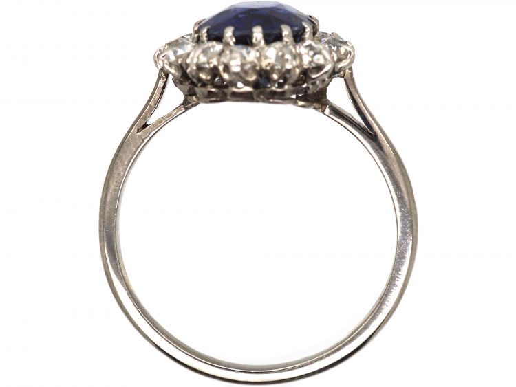 Art Deco Platinum, Sapphire & Diamond Oval Cluster Ring
