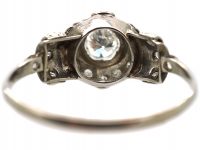 18ct White Gold Diamond Cluster Ring with Diamond Set Bands on the Shoulders