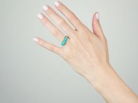 Victorian 18ct Gold, Five Stone Turquoise & Rose Diamond Forget me Not Ring