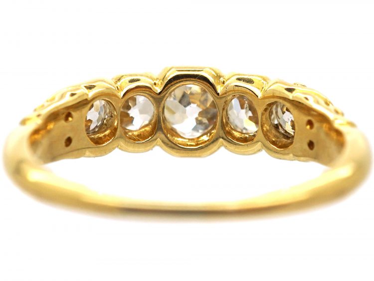 Victorian 18ct Gold, Five Stone Old Mine Cut Diamond Ring