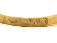 Edwardian 18ct Gold Five Stone Diamond Carved Half Hoop Ring with Diamond Points
