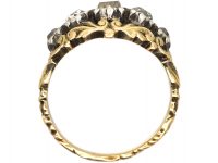 Georgian 15ct Gold & Silver, Cushion Cut Diamond Three Stone Ring