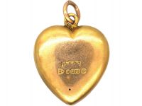 Edwardian 9ct Gold Heart Shaped Pendant set with Three Rubies