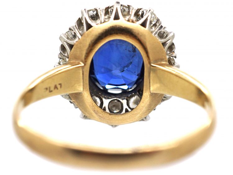 1930s 18ct Gold, Sapphire & Diamond Oval Cluster Ring