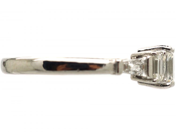 18ct White Gold Ring set with Three Baguette Diamonds