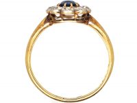 Edwardian 18ct Gold & Platinum, Sapphire & Diamond Oval Cluster Ring