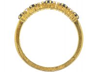 18ct Gold, Nine Stone Sapphire & Diamond Ring