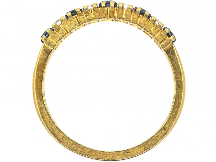 18ct Gold, Nine Stone Sapphire & Diamond Ring