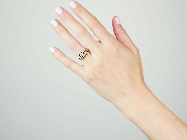Edwardian 18ct Gold Knot Ring set with Three Diamonds