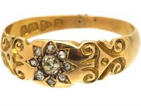 Victorian 18ct Gold Ring With Diamond Set Star Motif