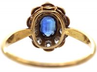 Edwardian 18ct Gold & Platinum, Sapphire & Diamond Oval Cluster Ring