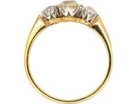 Edwardian 18ct Gold, Three Stone Old Mine Cut Diamond Ring