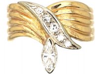 18ct Gold Stylised Snake Ring set with a Marquise Diamond