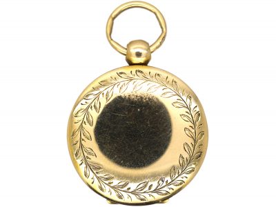 Georgian 15ct Gold Round Locket with Laurel Motif