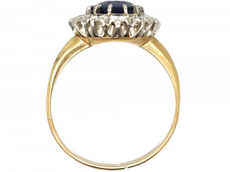 1930s 18ct Gold, Sapphire & Diamond Oval Cluster Ring