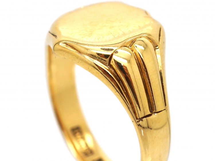 18ct Gold Signet Ring with Shield Motif by Charles Green & Co