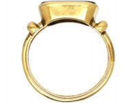 Victorian 18ct Gold Signet Ring with Banded Onyx Intaglio of a Crest