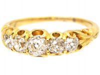Victorian 18ct Gold, Five Stone Old Mine Cut Diamond Ring