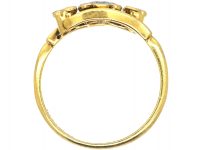 Edwardian 18ct Gold & Platinum, Cluster Diamond Ring with Diamond Set Trefoil Detail