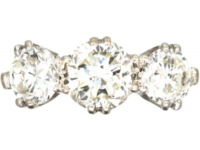 Art Deco Platinum, Three Stone Diamond Ring