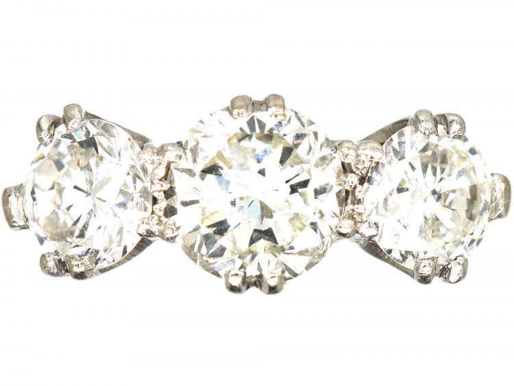 Art Deco Platinum, Three Stone Diamond Ring