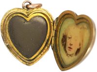 Edwardian 9ct Gold Back & Front Heart Shaped Locket with Cross Motif set with Paste
