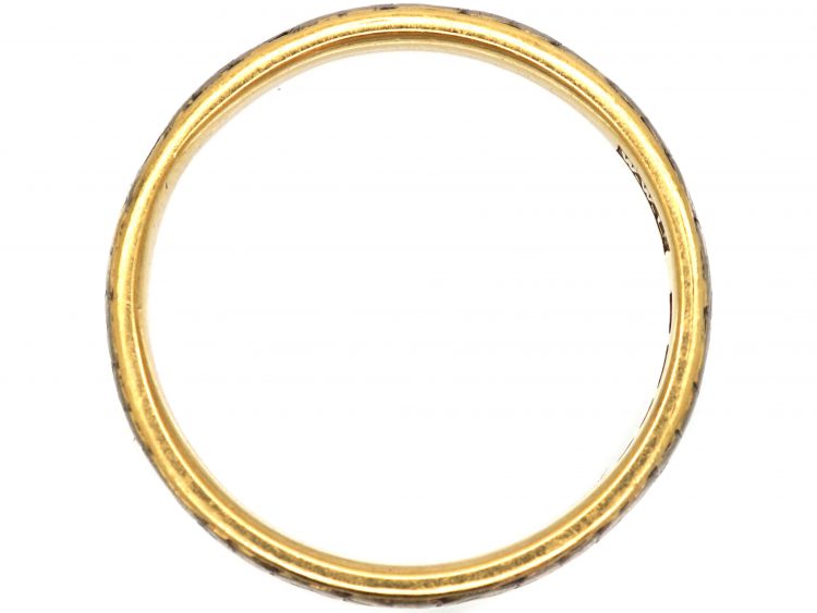 18ct White & Yellow Gold Wedding Ring with Flower Detail