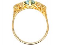 Edwardian 18ct Gold, Aquamarine & Old Mine Cut Diamond Ring