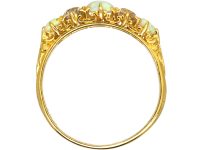 Edwardian 18ct Gold, Opal & Diamond Five Stone Ring