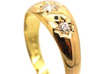 Victorian 18ct Gold, Three Stone Diamond Gypsy Ring