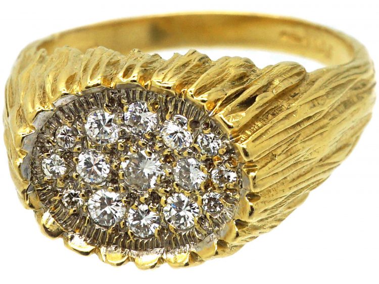18ct Gold Modernist Ring set with Diamonds