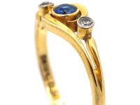 Edwardian 18ct Gold, Sapphire & Diamond Crossover Ring
