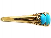 Victorian 18ct Gold, Five Stone Turquoise & Rose Diamond Forget me Not Ring
