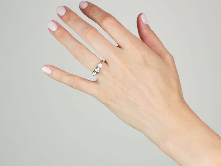 Platinum, Three Stone Diamond Ring
