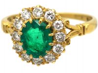 18ct Gold, Emerald & Diamond Cluster Ring