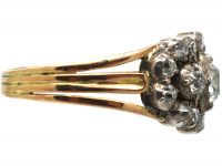 Georgian 15ct Gold Old Mine Cut Triple Diamond Cluster Ring
