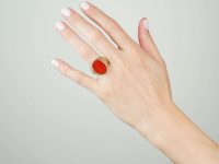 Victorian 18ct Gold Signet Ring set with Carnelian with Secret Hinged Locket