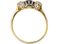 Art Deco 18ct Gold & Platinum, Sapphire & Diamond Three Stone Ring