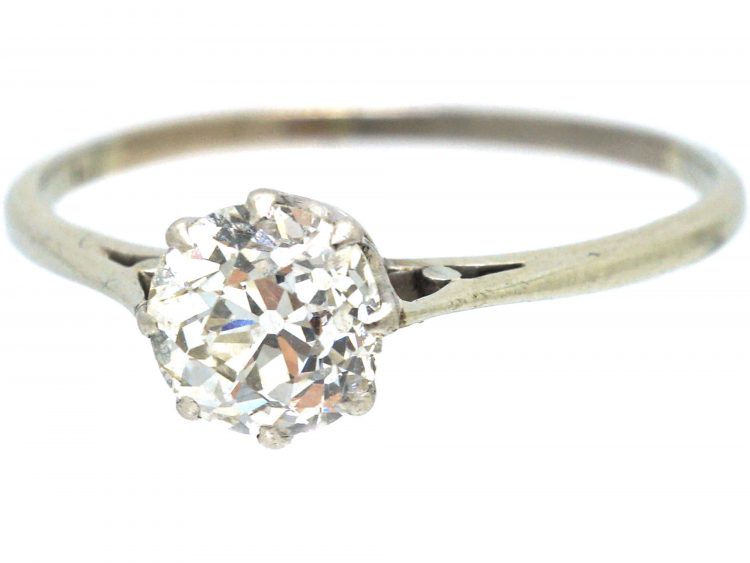1920s 18ct White Gold & Diamond Solitaire Ring