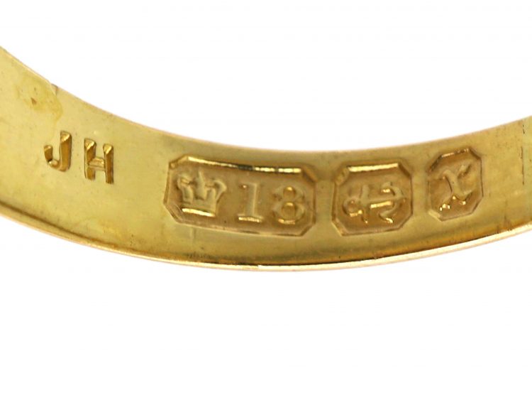 Victorian 18ct Gold, Three Stone Diamond Gypsy Ring