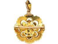 Victorian 15ct Gold, Natural Split Pearl and Green Enamel Pendant