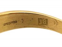 Edwardian 18ct Gold, Pink Sapphire & Diamond Three Stone Rub Over Ring