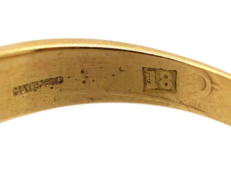 Edwardian 18ct Gold, Pink Sapphire & Diamond Three Stone Rub Over Ring