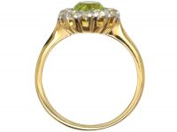 18ct Gold, Peridot & Diamond Oval Cluster Ring