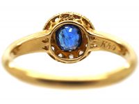 Edwardian 18ct Gold, Sapphire & Rose Diamond Cluster Ring